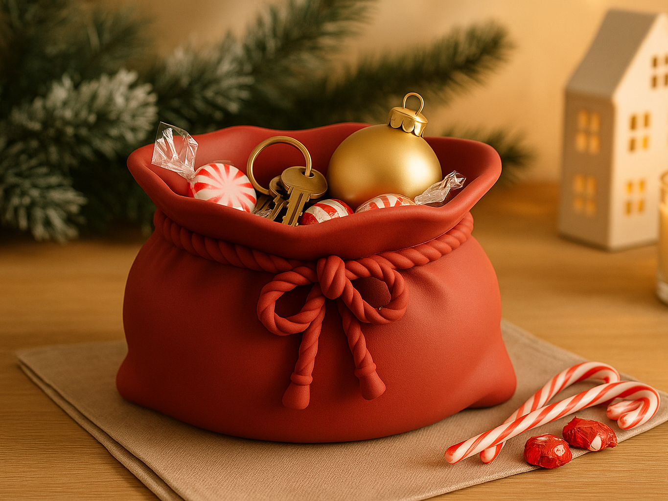 Cozy Christmas Candy Sack Bowl